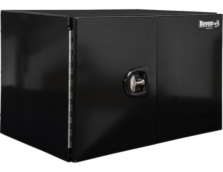 Image of 18x18x24 Inch Black Smooth Aluminum Underbody Truck Tool Box - Single Barn Door, Compression Latch from Buyers Products. Part number: 1705800