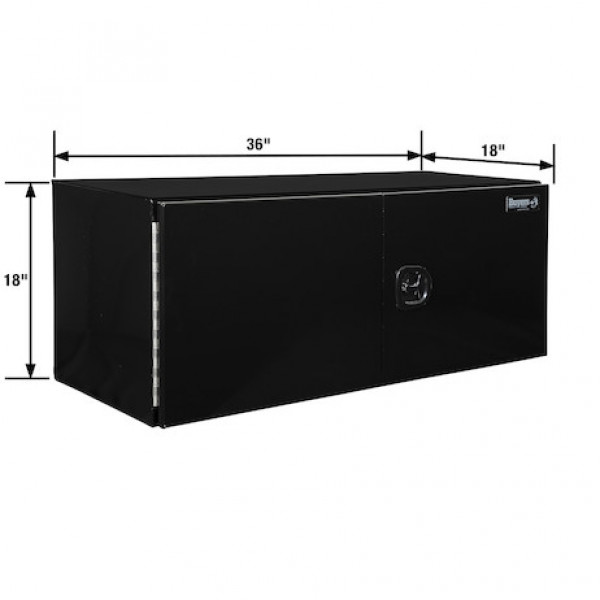 Image of 18x18x36 Inch Black Smooth Aluminum Underbody Truck Tool Box - Double Barn Door, 3-Point Compression Latch from Buyers Products. Part number: 1705805