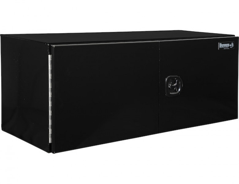 Image of 18x18x60 Inch Black Smooth Aluminum Underbody Truck Tool Box - Double Barn Door, 3-Point Compression Latch from Buyers Products. Part number: 1705815