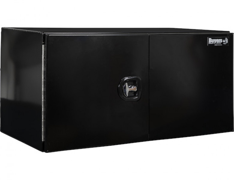 Image of 24x24x48 Inch Black Smooth Aluminum Underbody Truck Tool Box - Double Barn Door, 3-Point Compression Latch from Buyers Products. Part number: 1705840