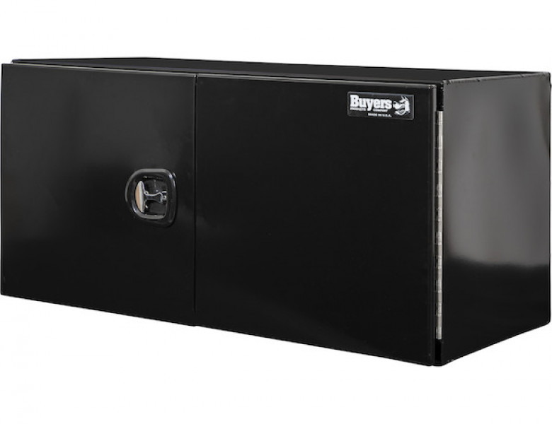 Image of 24x24x48 Inch Black Smooth Aluminum Underbody Truck Tool Box - Double Barn Door, 3-Point Compression Latch from Buyers Products. Part number: 1705840