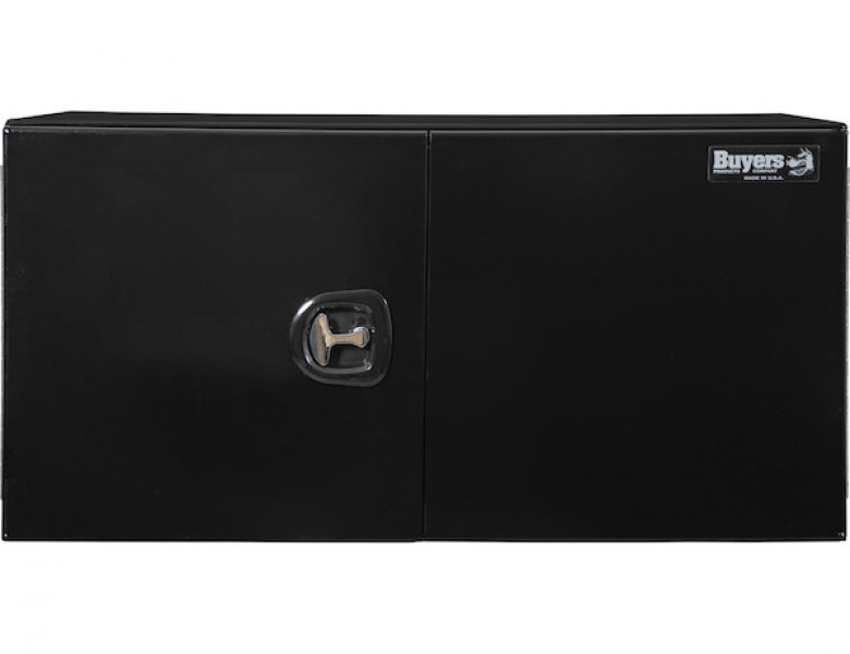 Image of 24x24x48 Inch Black Smooth Aluminum Underbody Truck Tool Box - Double Barn Door, 3-Point Compression Latch from Buyers Products. Part number: 1705840