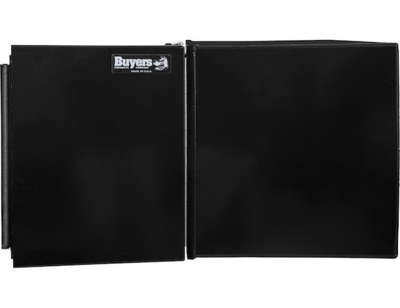 Image of 18x18x36 Inch Pro Series Black Smooth Aluminum Underbody Truck Box with Barn Door - Double Barn Door, 3-point Compression Latch from Buyers Products. Part number: 1705905