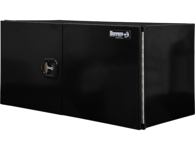 Image of 18x18x36 Inch Pro Series Black Smooth Aluminum Underbody Truck Box with Barn Door - Double Barn Door, 3-point Compression Latch from Buyers Products. Part number: 1705905