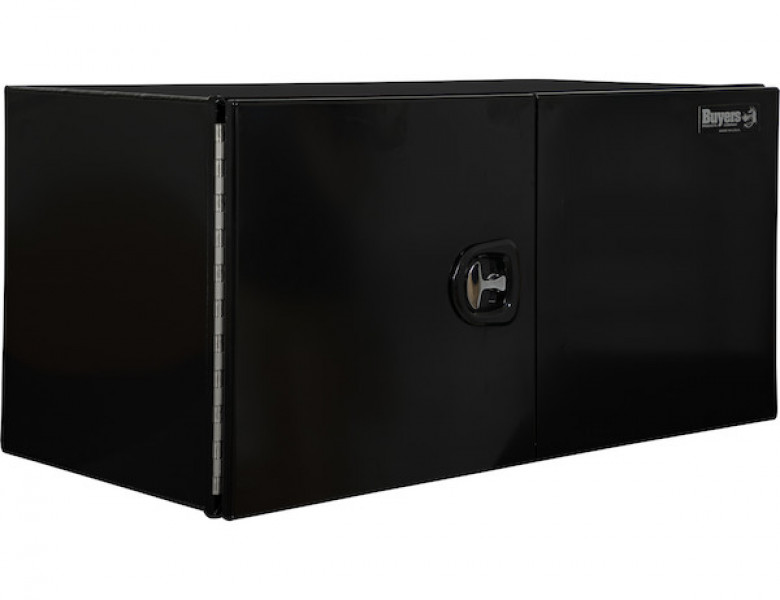 Image of 18x18x36 Inch Pro Series Black Smooth Aluminum Underbody Truck Box with Barn Door - Double Barn Door, 3-point Compression Latch from Buyers Products. Part number: 1705905