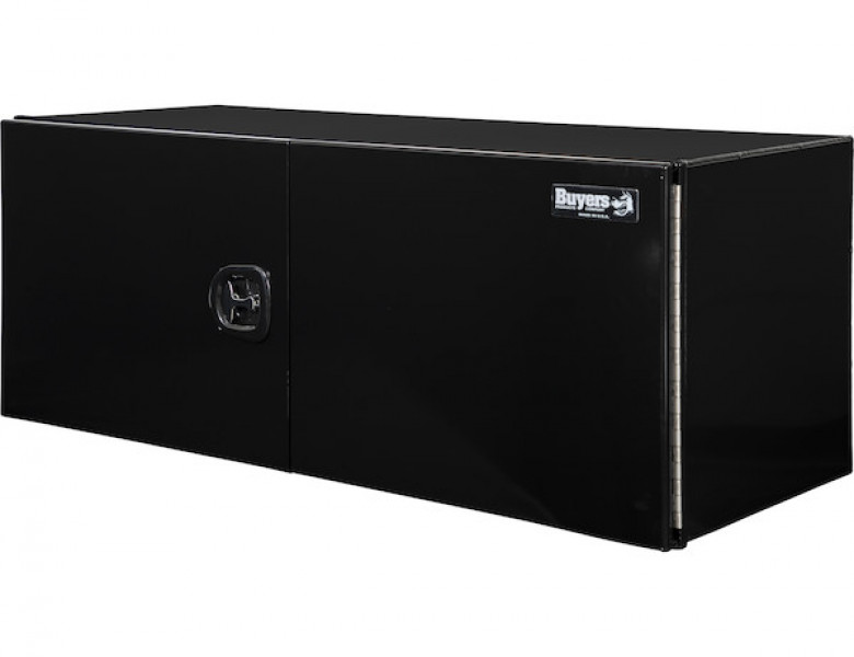 Image of 18x18x60 Inch Pro Series Black Smooth Aluminum Underbody Truck Box with Barn Door - Double Barn Door, 3-point Compression Latch from Buyers Products. Part number: 1705915