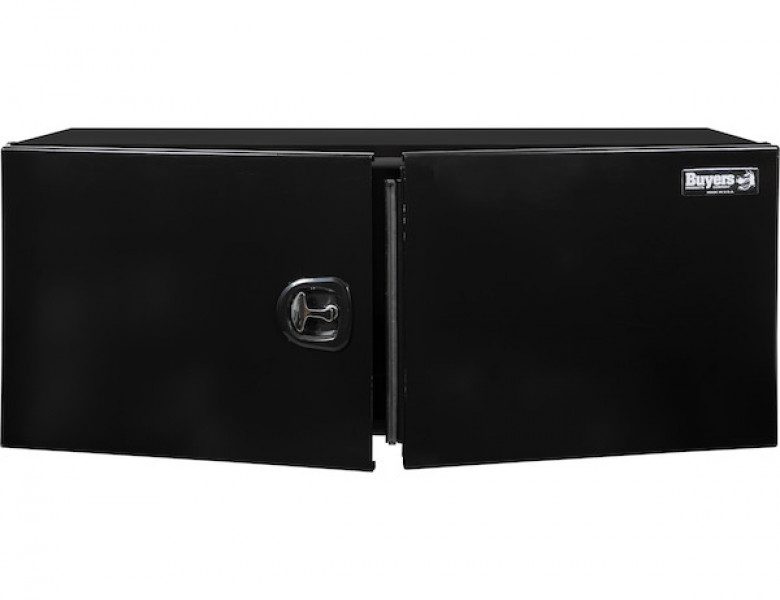 Image of 18x18x60 Inch Pro Series Black Smooth Aluminum Underbody Truck Box with Barn Door - Double Barn Door, 3-point Compression Latch from Buyers Products. Part number: 1705915