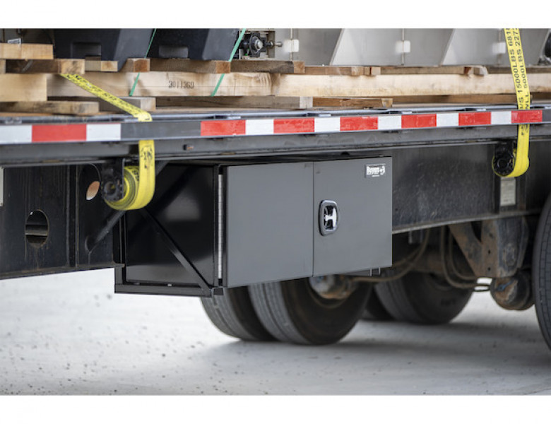 Image of 18x24x48 Inch Pro Series Black Smooth Aluminum Underbody Truck Box with Barn Door - Double Barn Door, 3-point Compression Latch from Buyers Products. Part number: 1705925