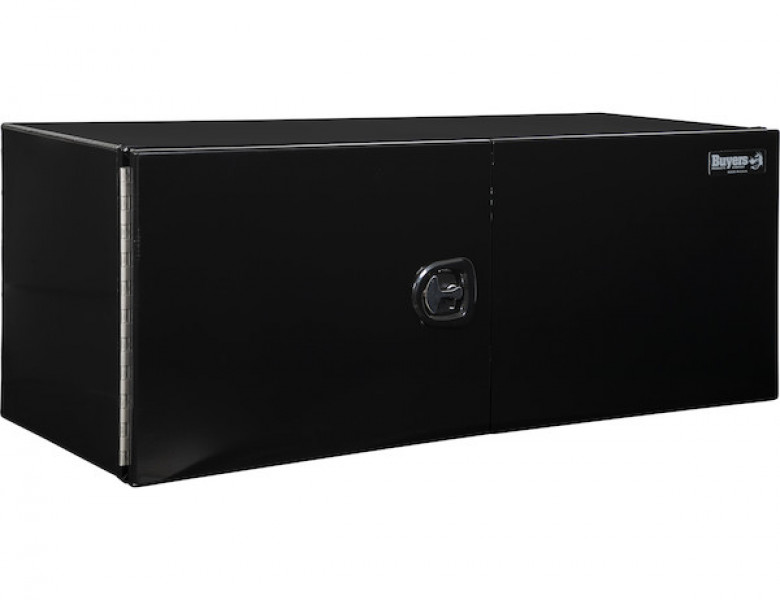 Image of 24x24x60 Inch Pro Series Black Smooth Aluminum Underbody Truck Box with Barn Door - Double Barn Door, 3-point Compression Latch from Buyers Products. Part number: 1705945