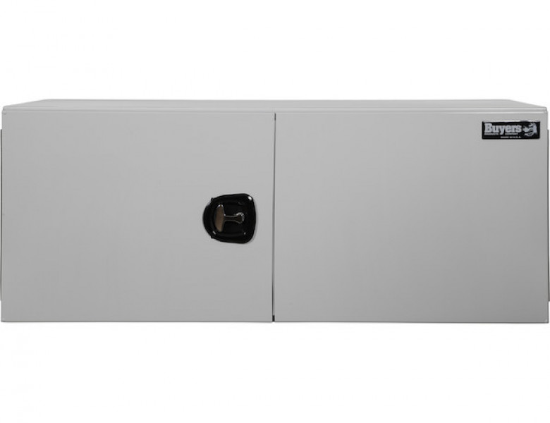 Image of 18x18x24 Inch White Smooth Aluminum Underbody Truck Tool Box - Single Barn Door, Compression Latch from Buyers Products. Part number: 1706800