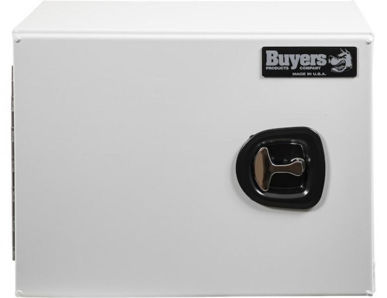 Image of 18x18x24 Inch White Smooth Aluminum Underbody Truck Tool Box - Single Barn Door, Compression Latch from Buyers Products. Part number: 1706800