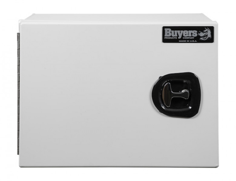 Image of 18x18x24 Inch Pro Series White Smooth Aluminum Underbody Truck Box - Single Barn Door, Compression Latch from Buyers Products. Part number: 1706900