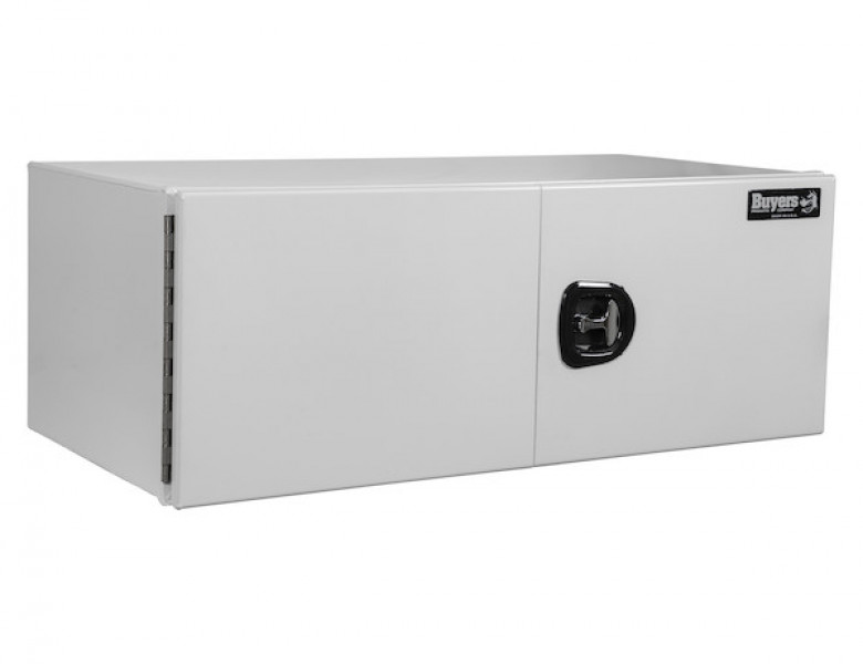 Image of 18x24x48 Inch Pro Series White Smooth Aluminum Underbody Truck Box - Double Barn Door, 3-point Compression Latch from Buyers Products. Part number: 1706925