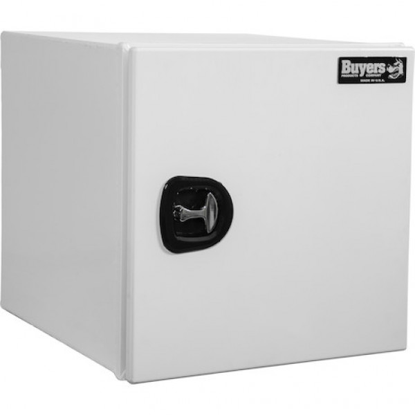 Image of 24x24x24 Inch Pro Series White Smooth Aluminum Underbody Truck Box- Single Barn Door, Compression Latch from Buyers Products. Part number: 1706931