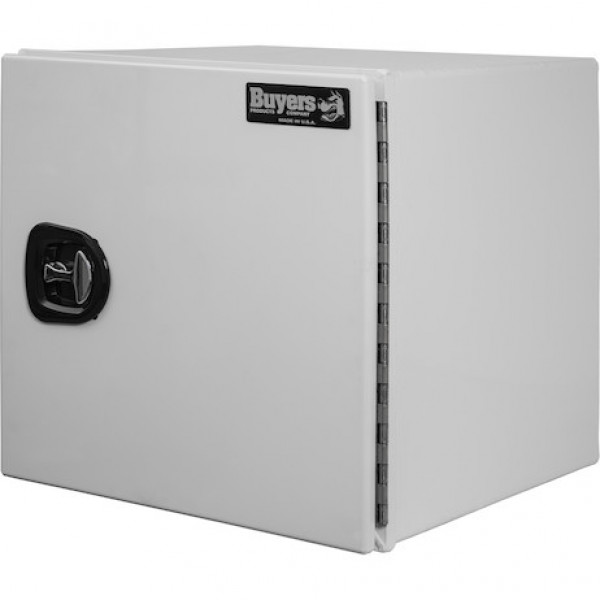 Image of 24x24x24 Inch Pro Series White Smooth Aluminum Underbody Truck Box- Single Barn Door, Compression Latch from Buyers Products. Part number: 1706931