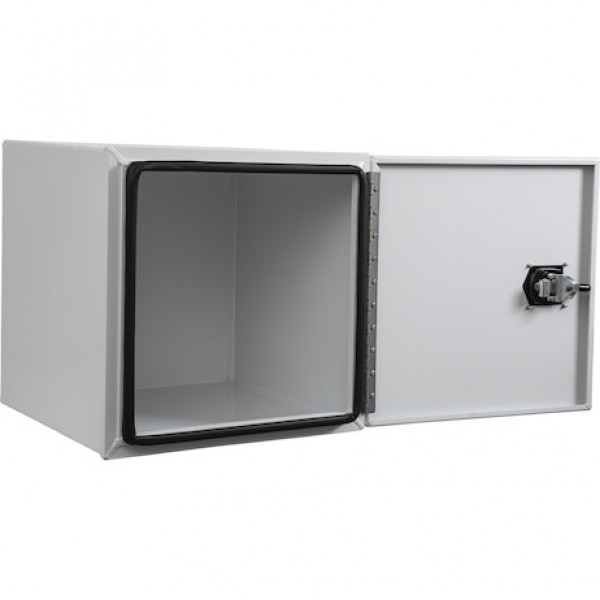 Image of 24x24x24 Inch Pro Series White Smooth Aluminum Underbody Truck Box- Single Barn Door, Compression Latch from Buyers Products. Part number: 1706931