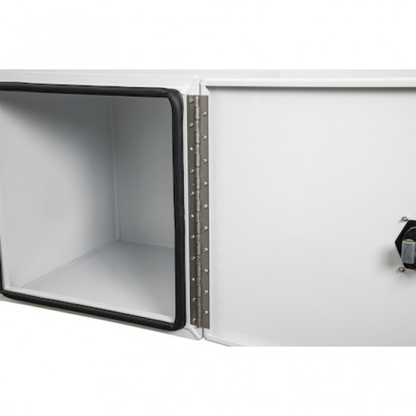 Image of 24x24x24 Inch Pro Series White Smooth Aluminum Underbody Truck Box- Single Barn Door, Compression Latch from Buyers Products. Part number: 1706931