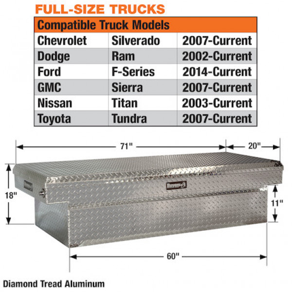 Image of 18x20x71 Inch Diamond Tread Aluminum Crossover Truck Box from Buyers Products. Part number: 1709410