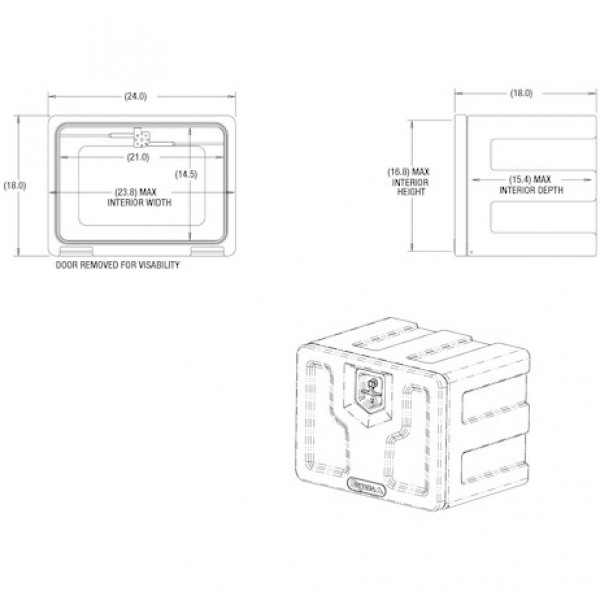 Image of 18x18x24 Inch Black Poly Underbody Truck Box from Buyers Products. Part number: 1717100