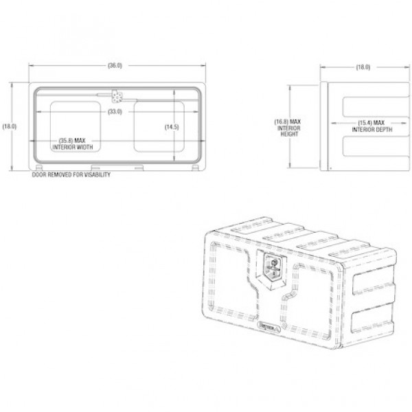 Image of 18x18x36 Inch Black Poly Underbody Truck Box from Buyers Products. Part number: 1717105