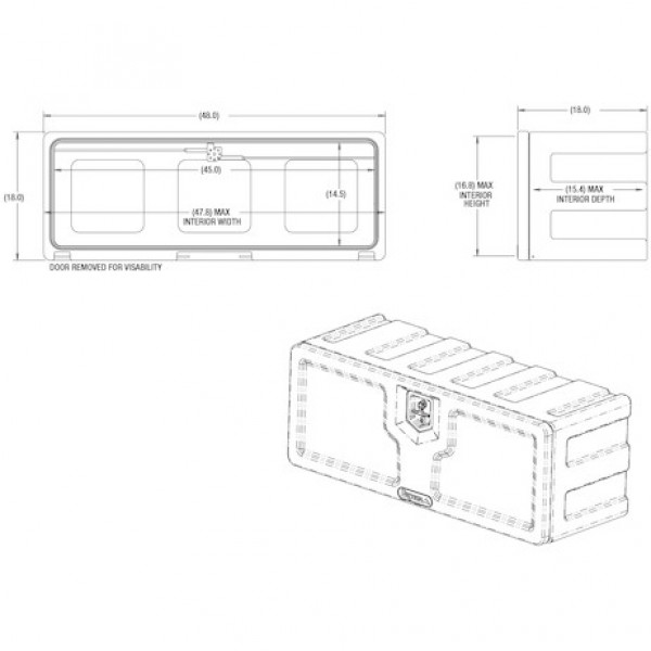 Image of 18x18x48 Inch Black Poly Underbody Truck Box from Buyers Products. Part number: 1717110