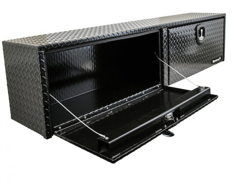 Image of 16x13x88 Inch Gloss Black Diamond Tread Aluminum Topsider Truck Box from Buyers Products. Part number: 1721556