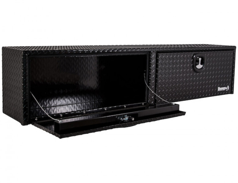 Image of 16x13x88 Inch Gloss Black Diamond Tread Aluminum Topsider Truck Box from Buyers Products. Part number: 1721556