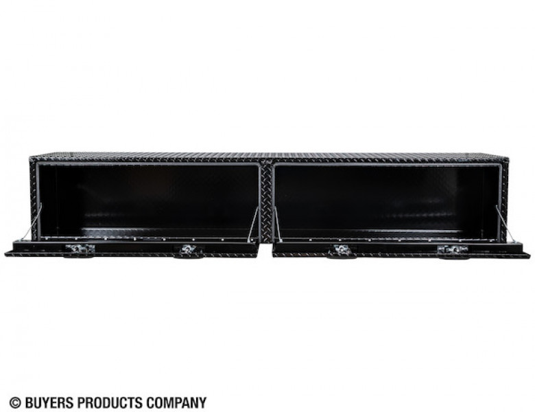 Image of 16x13x96 Inch Gloss Black Diamond Tread Aluminum Topsider Truck Box from Buyers Products. Part number: 1721561