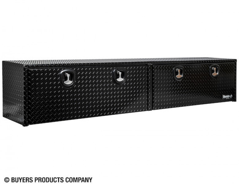 Image of 16x13x96 Inch Gloss Black Diamond Tread Aluminum Topsider Truck Box from Buyers Products. Part number: 1721561