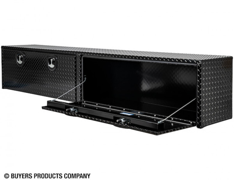 Image of 16x13x96 Inch Gloss Black Diamond Tread Aluminum Topsider Truck Box from Buyers Products. Part number: 1721561