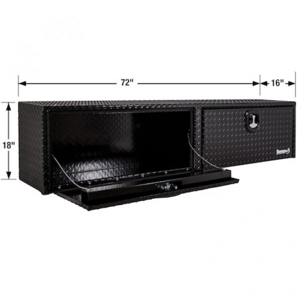 Image of 18x16x72 Inch Gloss Black Diamond Tread Aluminum Topsider Truck Box from Buyers Products. Part number: 1721563