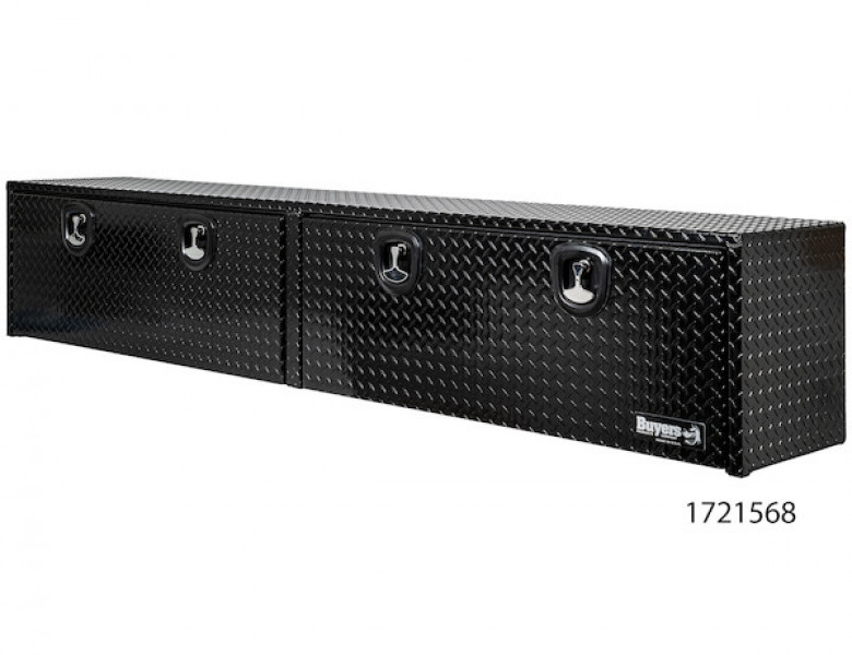 Image of 18x16x96 Inch Gloss Black Diamond Tread Aluminum Topsider Truck Box from Buyers Products. Part number: 1721568