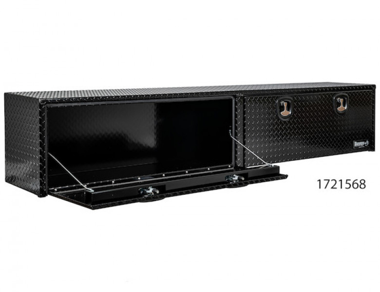 Image of 18x16x96 Inch Gloss Black Diamond Tread Aluminum Topsider Truck Box from Buyers Products. Part number: 1721568