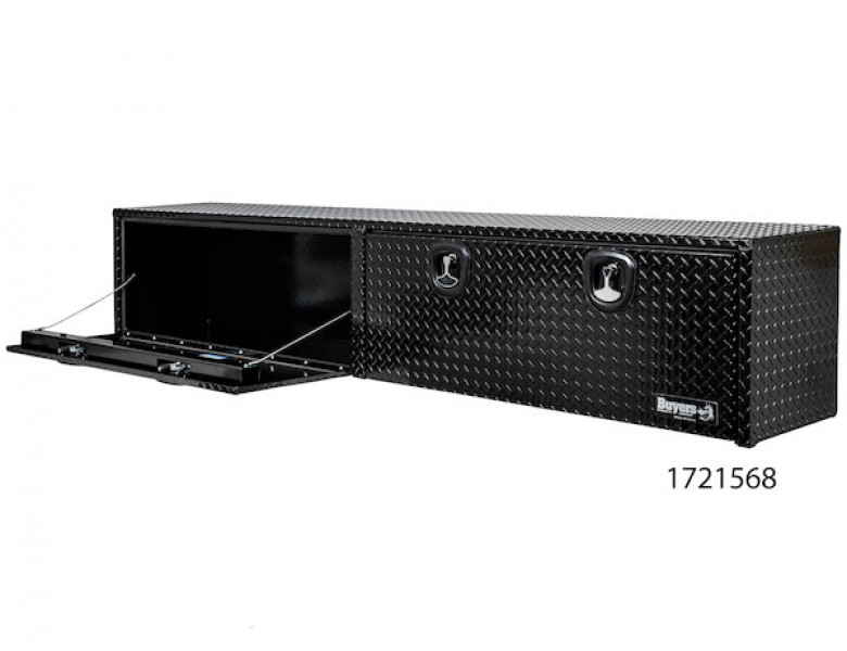 Image of 18x16x96 Inch Gloss Black Diamond Tread Aluminum Topsider Truck Box from Buyers Products. Part number: 1721568