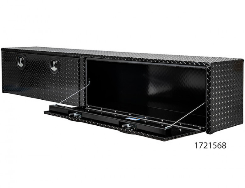 Image of 18x16x96 Inch Gloss Black Diamond Tread Aluminum Topsider Truck Box from Buyers Products. Part number: 1721568