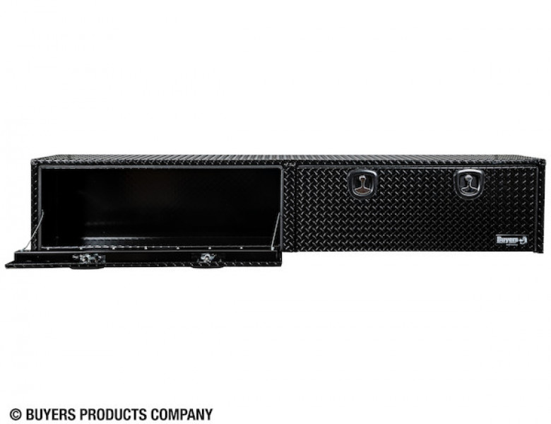 Image of 18x16x96 Inch Gloss Black Diamond Tread Aluminum Topsider Truck Box from Buyers Products. Part number: 1721568