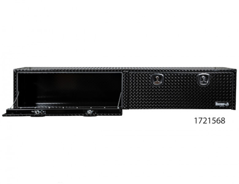 Image of 18x16x96 Inch Gloss Black Diamond Tread Aluminum Topsider Truck Box from Buyers Products. Part number: 1721568