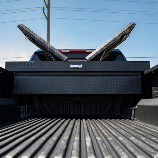 Image of 18x20x71 Inch Textured Matte Black Diamond Tread Aluminum Gull Wing Truck Box from Buyers Products. Part number: 1722410