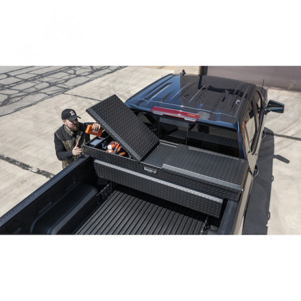 Image of 23x20x71 Inch Textured Matte Black Diamond Tread Aluminum Gull Wing Truck Box from Buyers Products. Part number: 1722413