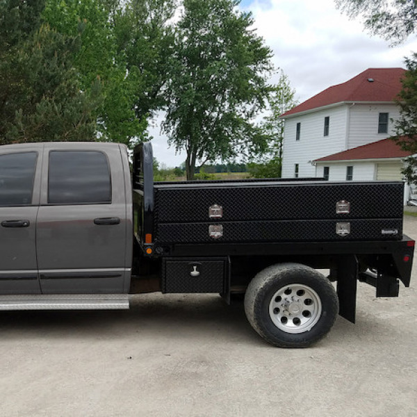 Image of 21x13x72 Inch Gloss Black Diamond Tread Aluminum Pick-Up Contractor With Lower Door from Buyers Products. Part number: 1725640