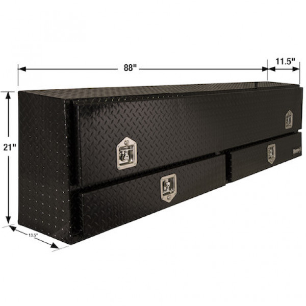 Image of 21x13x88 Inch Gloss Black Diamond Tread Aluminum Pick-Up Truck Contractor With Lower Drawers Topsider from Buyers Products. Part number: 1725651