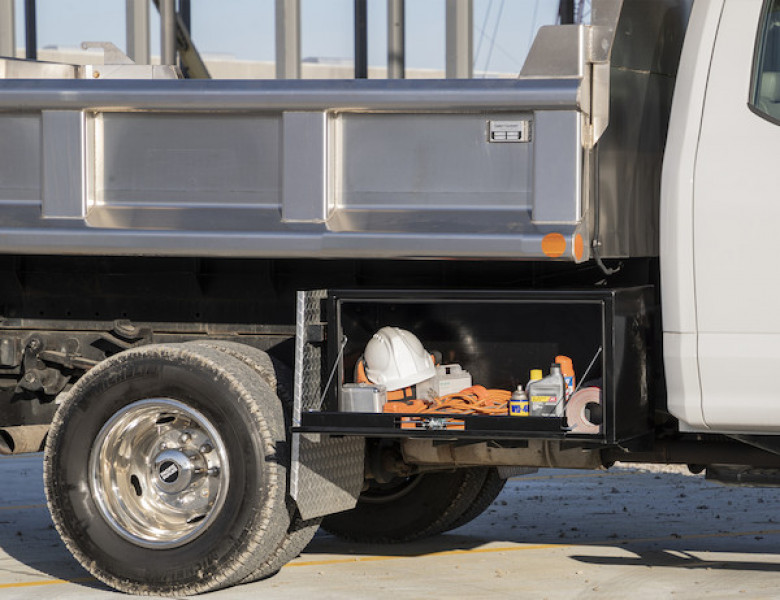 Image of 18x18x24 Inch Black Steel Underbody Truck Box With 3-Point Latch from Buyers Products. Part number: 1732300