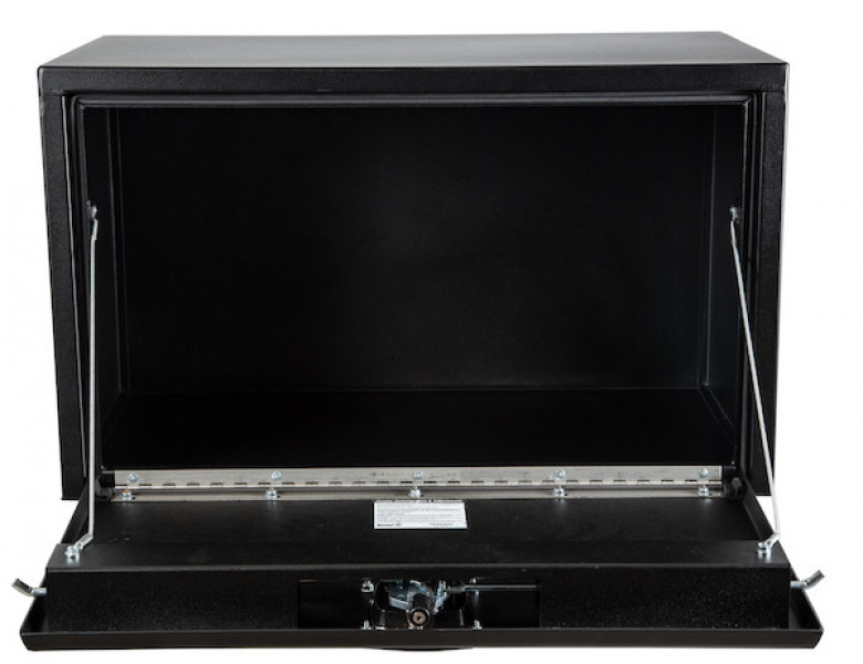 Image of 18x18x30 Inch Textured Matte Black Steel Underbody Truck Box with 3-Point Latch from Buyers Products. Part number: 1732503