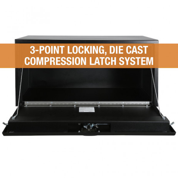 Image of 18x18x36 Inch Textured Matte Black Steel Underbody Truck Box with 3-Point Latch from Buyers Products. Part number: 1732505