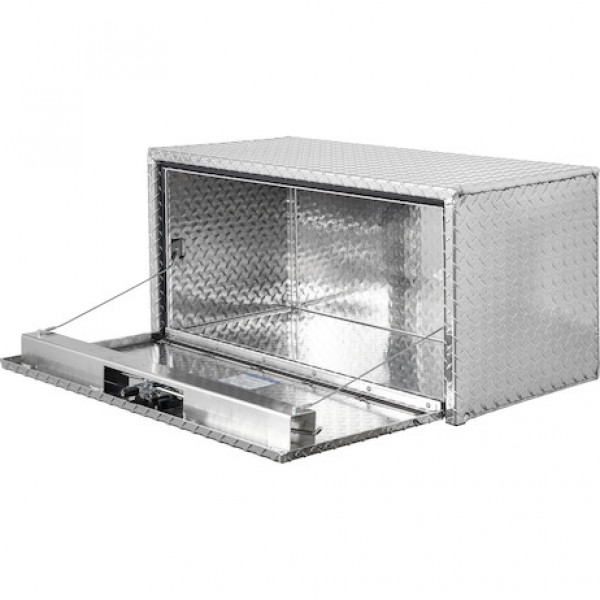 Image of 18x18x48 Inch Diamond Tread Aluminum Underbody Truck Box with 3-Pt. Latch from Buyers Products. Part number: 1735110