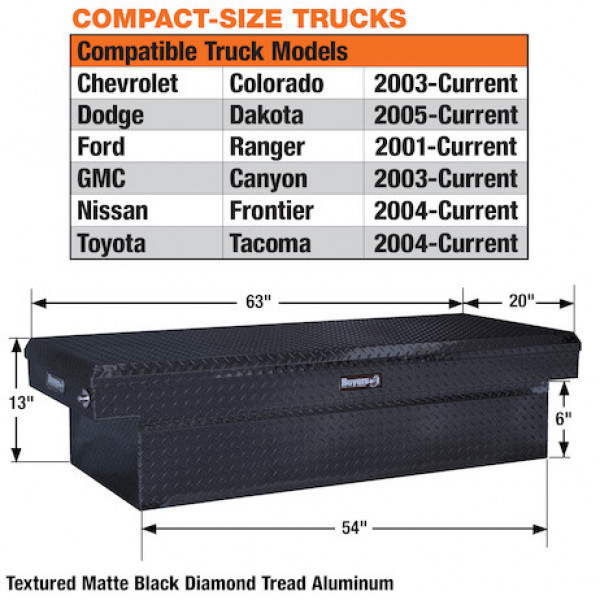 Image of 13x20x63 Inch Textured Matte Black Diamond Tread Aluminum Crossover Truck Tool Box from Buyers Products. Part number: 1739430