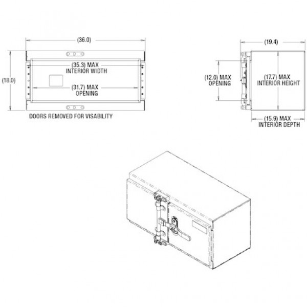 Image of 18x18x36 Inch Smooth Aluminum Underbody Truck Tool Box - Double Barn Door, Cam Lock Hardware from Buyers Products. Part number: 1762600