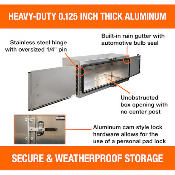 Image of 18x18x36 Inch Smooth Aluminum Underbody Truck Tool Box - Double Barn Door, Cam Lock Hardware from Buyers Products. Part number: 1762600