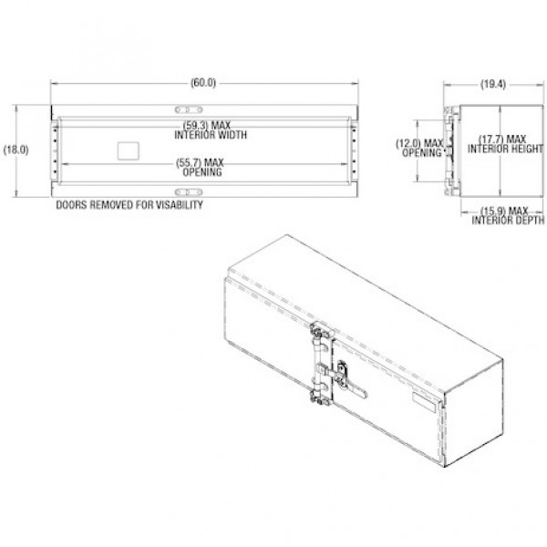 Image of 18x18x60 Inch Smooth Aluminum Underbody Truck Tool Box - Double Barn Door, Cam Lock Hardware from Buyers Products. Part number: 1762606