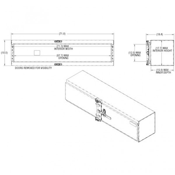 Image of 18x18x72 Inch Smooth Aluminum Underbody Truck Tool Box - Double Barn Door, Cam Lock Hardware from Buyers Products. Part number: 1762609